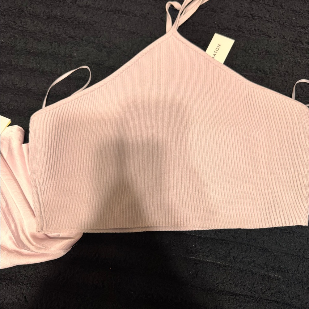Pink Ribbed halter Aritzia top